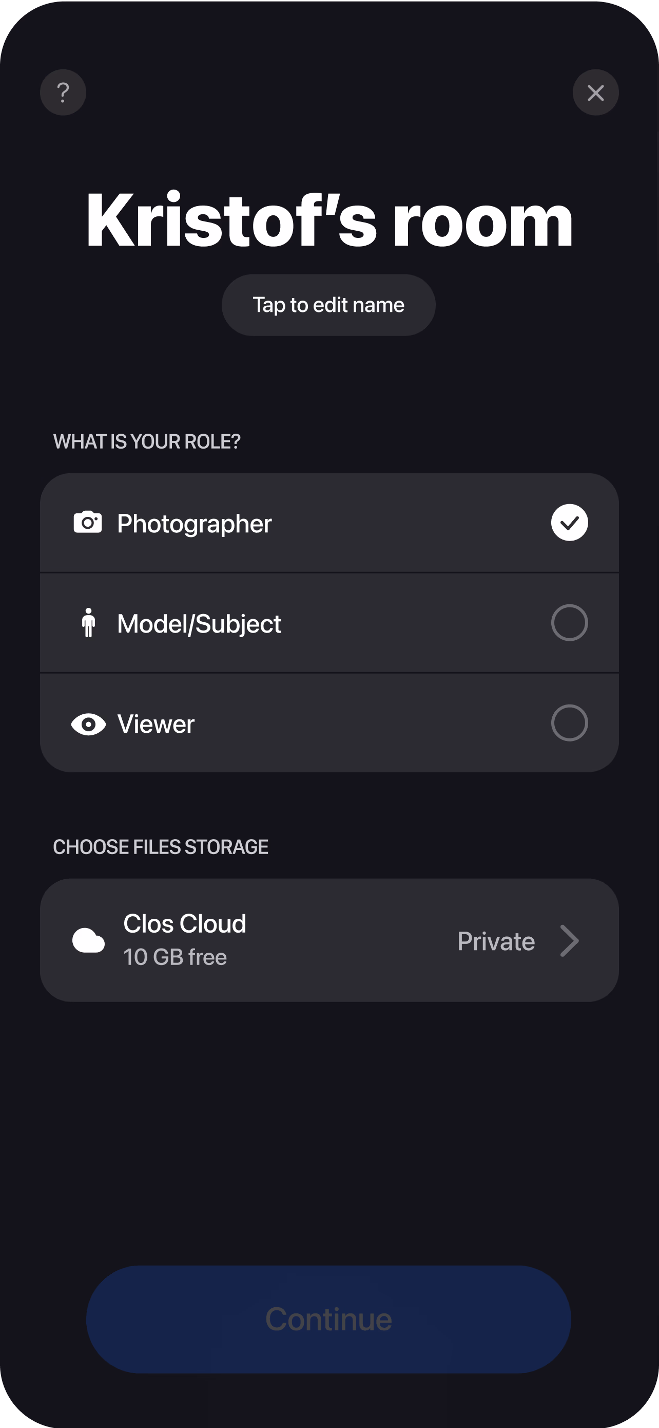 A booker directing model digitals and polaroids remotely with full camera control during a casting.
